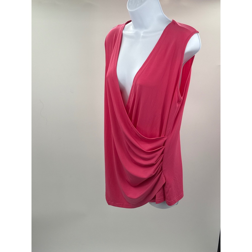 Aryeh Hot Pink Surplice Sleeveless Ruched Wrap Top TPY-8625 Medium NEW